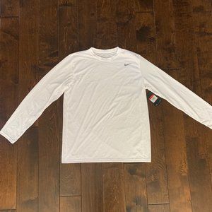 NWT Nike Mens Large White Long Sleeve Shirt Dri-Fit